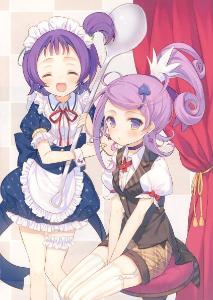 yande.re 501618 sample crossover dokidoki!_precure garter kenzaki_makoto maid ojamajo_doremi pretty_cure segawa_onpu stockings thighhighs yamucha