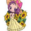 maho_Onpu_avec_des_tournesols_Peach_Bubble_VNZK